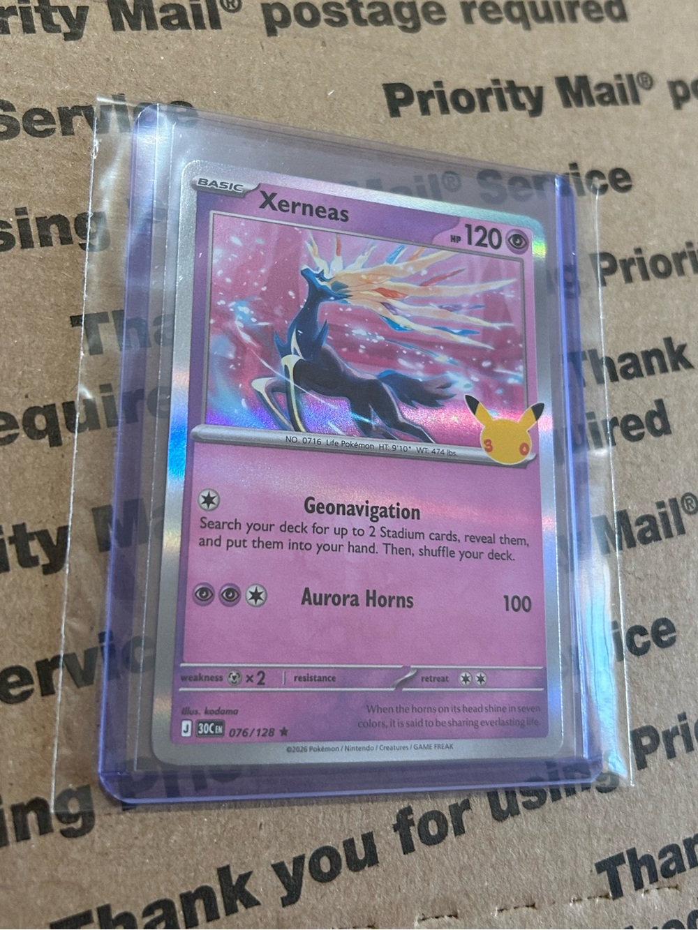 Holo Xerneas 30th Celebration Pokemon TCG Card No. 076/128